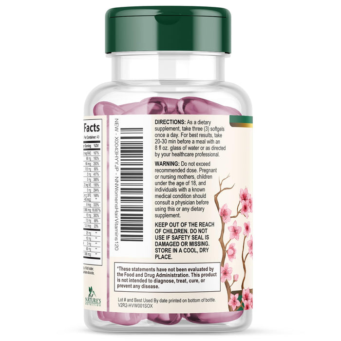 Hair Vitamins Biotin 5000 mcg Collagen for Hair Skin and Nails Vitamin Nature's â€“ 120 Softgels