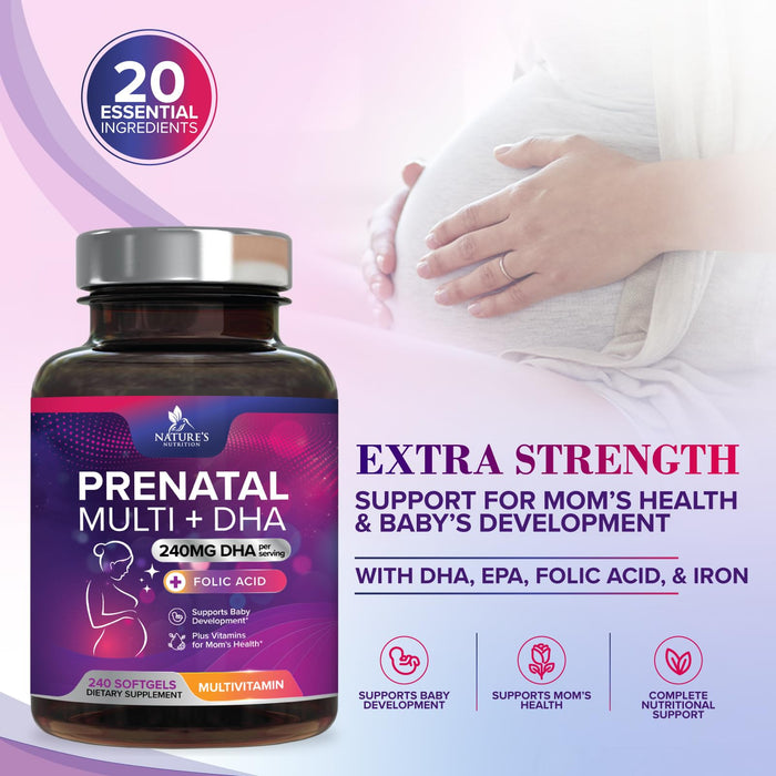 Prenatal Multivitamin + Folic Acid & DHA - 240 Softgels