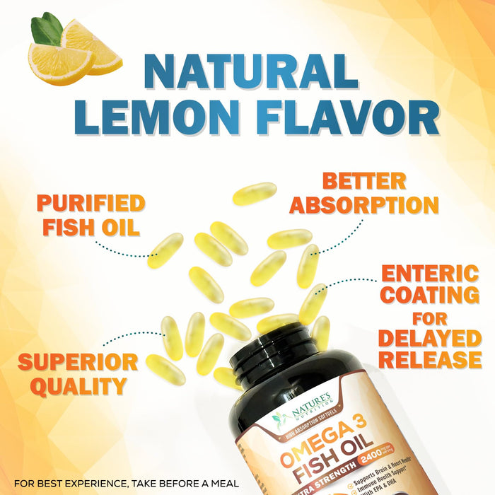 Omega-3 Fish Oil 2400 mg - 180 Softgels
