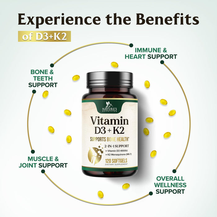 Vitamin D3 + K2 (MK-7) 5000 IU + 100 mcg - 120 Softgels