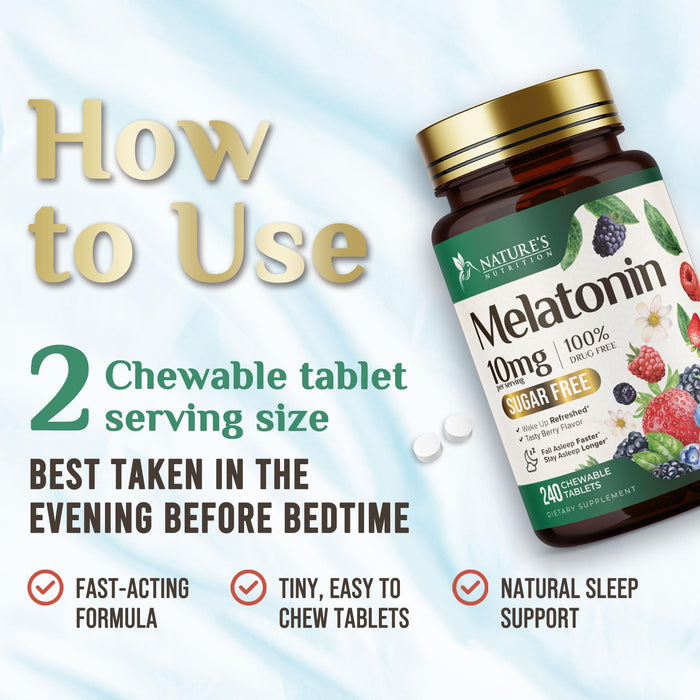 Melatonin 10 mg - Strawberry, 240 Fast-Dissolve Tablets