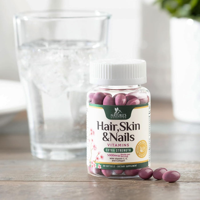 Hair Vitamins for Women, Ultra Strength 5000mcg Biotin Collagen & More - Premium Hair Growth, Skin, Nails & Keratin Support Supplement, Infused with Argan Oil & Hyaluronic Acid, Non-GMO - 120 Softgels