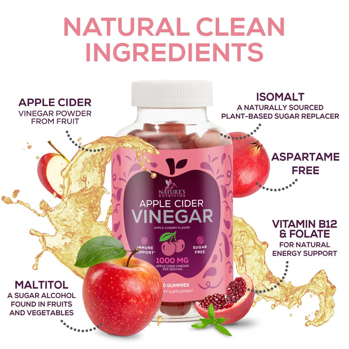 Apple Cider Vinegar + Vitamin B12 1000 mg - 120 Gummies