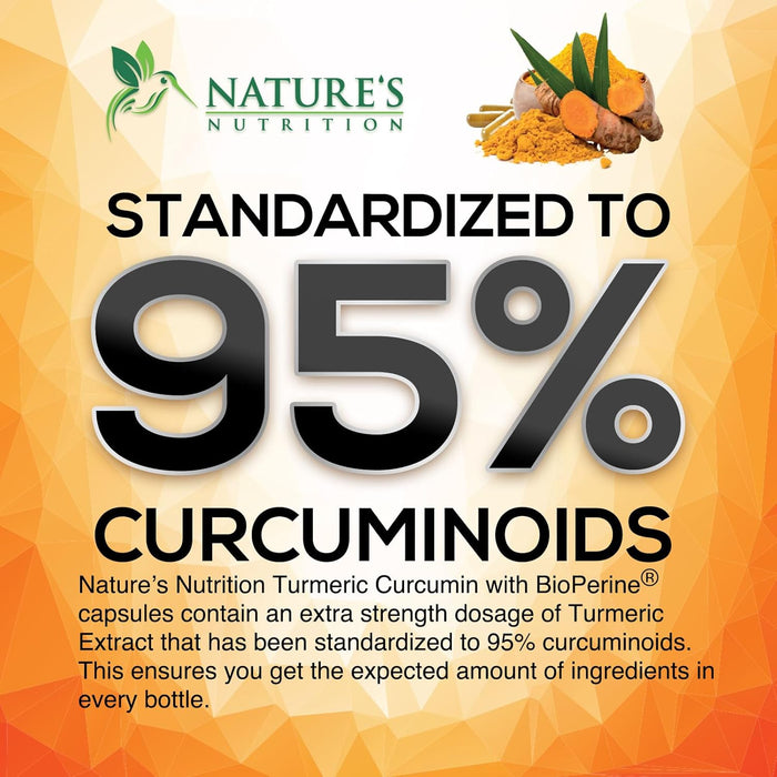 Turmeric Curcumin Supplement with BioPerine 95% Curcuminoids 2600mg with Black Pepper for Best Absorption, Bottled in USA, Best Natural Vegan Joint Support, Nature's Tumeric Capsules