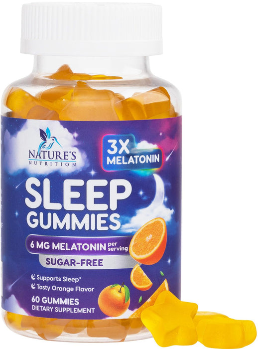 Melatonin Sleep Gummies Sugar Free - 6 mg Natural Melatonin Sleep Gummies for Adults, Extra Strength Sleep Gummy Supplements, Occasional Sleeping Support Supplement, Gomitas para Dormir