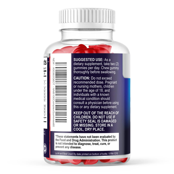 B Complex Gummies with Vitamin C & Folic Acid Super Vitamin B Gummy with Niacin â€“ 60 Gummies