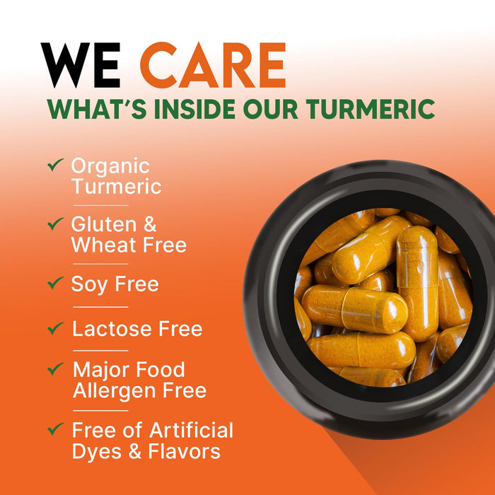 Turmeric Curcumin Supplement 2000mg - Nature's Joint & Immune Support, Organic Tumeric & BioPerine Black Pepper for Best Absorption with 95% Curcuminoids, Non-GMO, Bottled USA