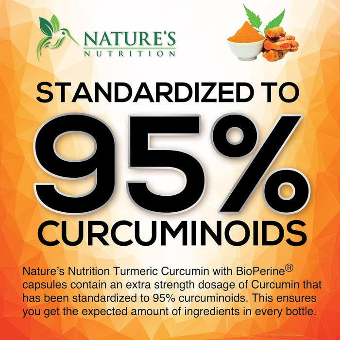 Turmeric Curcumin with BioPerine 95% Standardized Curcuminoids 1950mg - Black Pepper Extract for Max Absorption, Nature's Joint Support Supplement, Herbal Turmeric Pills, Vegan Non-GMO