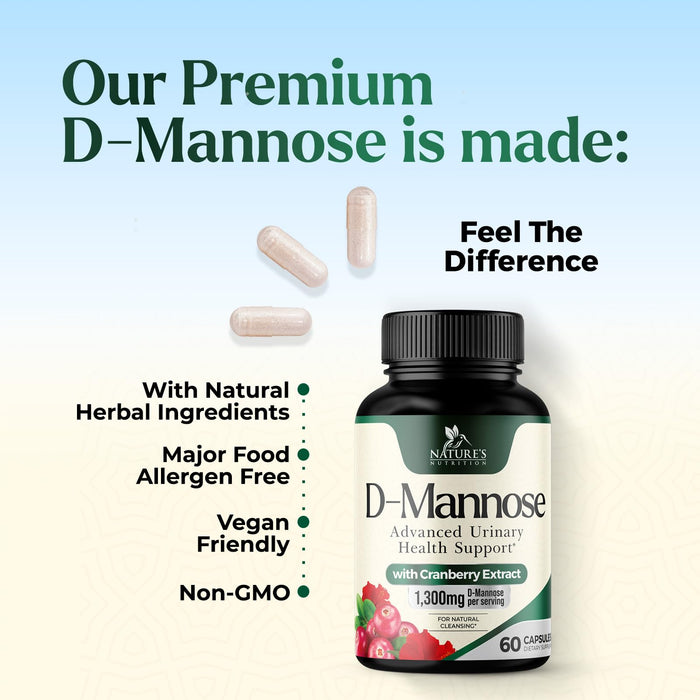 D-Mannose 1,350 mg with Cranberry & Hibiscus â€“ 60 Capsules