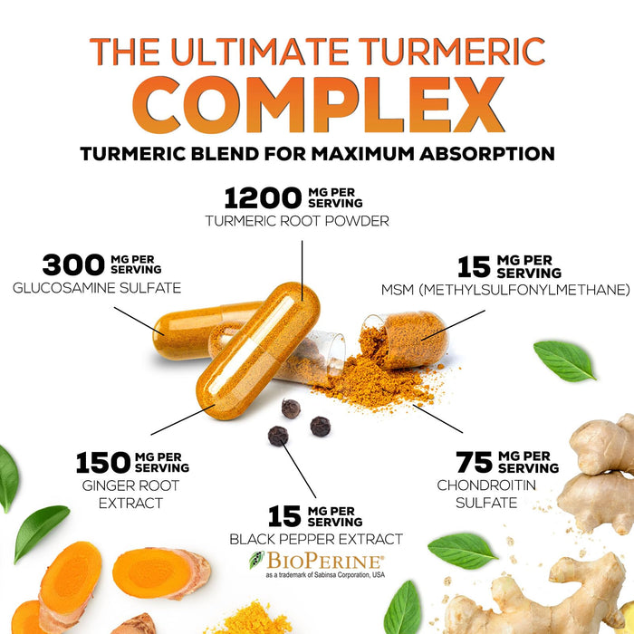 Turmeric Curcumin + Ginger & Black Pepper 2000 mg - 120 Capsules