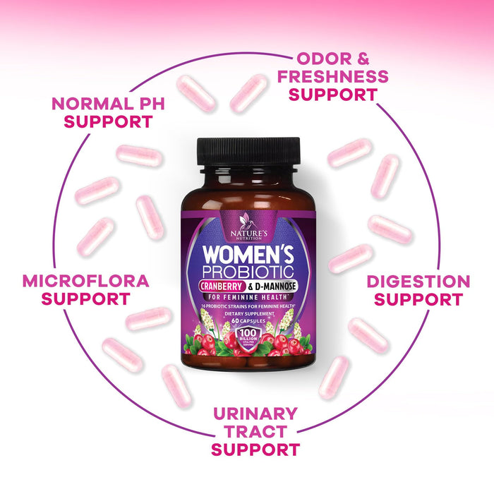 Women's Probiotic + Cranberry & Prebiotics 60 Billion CFU - 60 Capsules