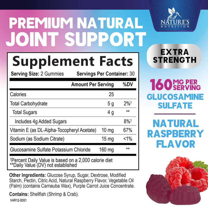 Joint Support Gummies + Glucosamine & Vitamin E - 60 Gummies