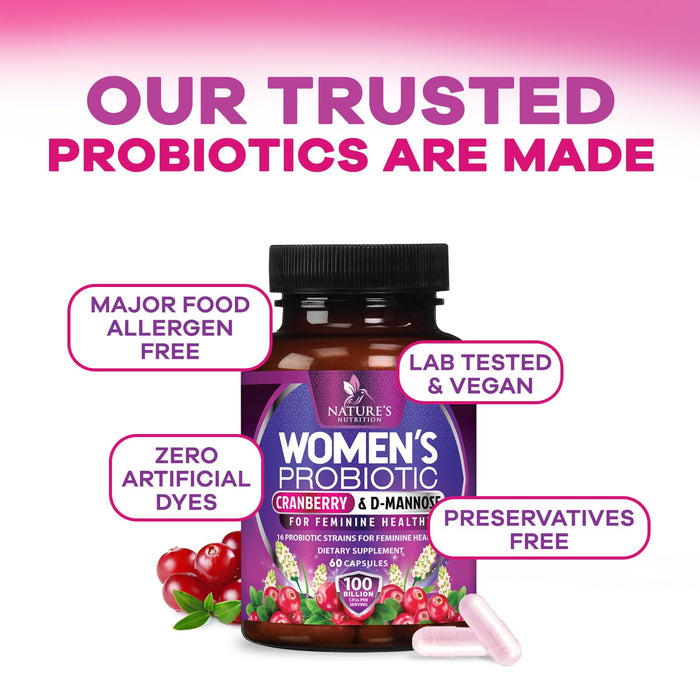 Women's Probiotic + Cranberry & Prebiotics 60 Billion CFU - 60 Capsules