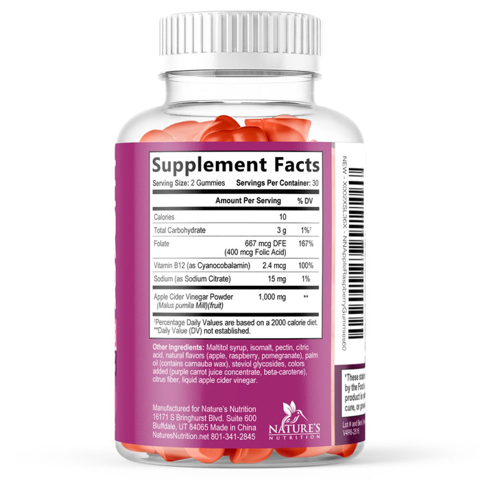 Apple Cider Vinegar Gummies Sugar Free 1000mg for Cleanse â€“ 60 Gummies