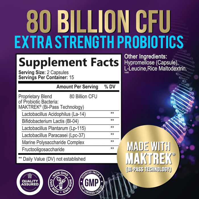 Nature's Nutrition Probiotics 80 Billion CFU + Prebiotics, Acidophilus Probiotic Supports Immune System & Digestive Health, Supports Occasional Constipation, Supplement for Women Feminine Health