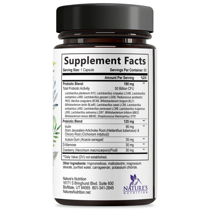 Women's Probiotic + Prebiotics 50 Billion CFU - 60 Capsules