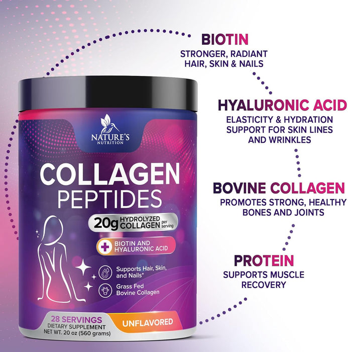 Collagen Gummies with Biotin - Hydrolyzed Collagen Peptides Supplement Types I and III - Support for Hair, Skin, Nails and Joints - Gluten Free and Non-Gmo - Orange Flavored Gummy Vitamins