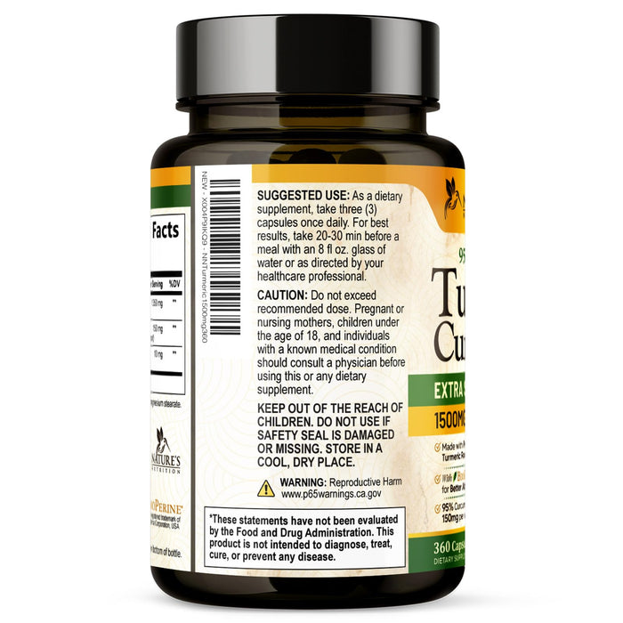 Turmeric Curcumin + Black Pepper 1500 mg - 360 Capsules