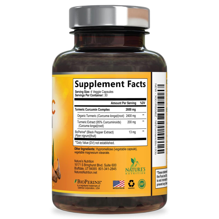 Turmeric Curcumin + Black Pepper 2600 mg - 120 Capsules