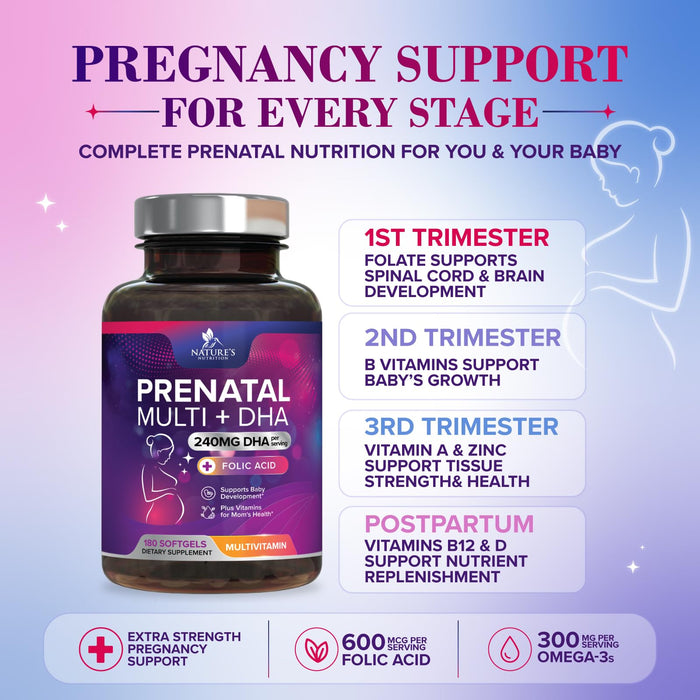 Prenatal Multivitamin + Folic Acid & DHA - 180 Softgels