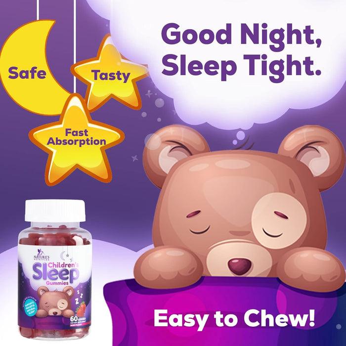 Kids Sleep Gummies, 2mg Melatonin, Nature's Effective & Drug-Free Restful Sleep Support Supplement, Childrens Melatonin Gummy for Ages 4 & Up, Vegan, Non-GMO, Natural Color & Berry Flavor