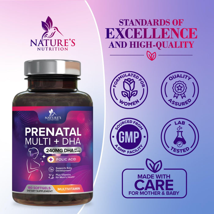 Prenatal Multivitamin + Folic Acid & DHA - 180 Softgels