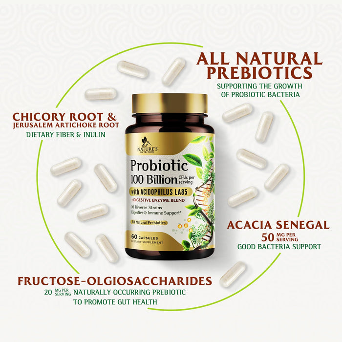 Probiotic + Prebiotics 100 Billion CFU - 60 Capsules