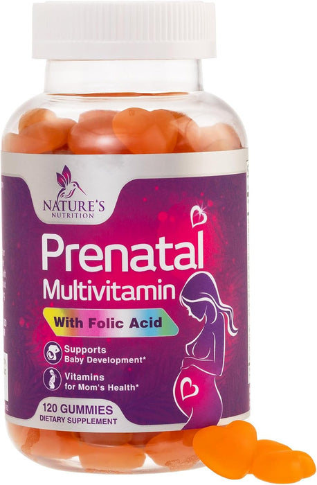 Nature's Prenatal Multivitamin Gummy with Folic Acid, Prenatal Vitamins w/Folate, Choline, Vitamin A, C, D3, B12 & B6, Before, During & After Pregnancy Vitamins for Women