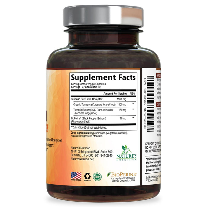 Turmeric Curcumin + Black Pepper 1950 mg - 180 Capsules