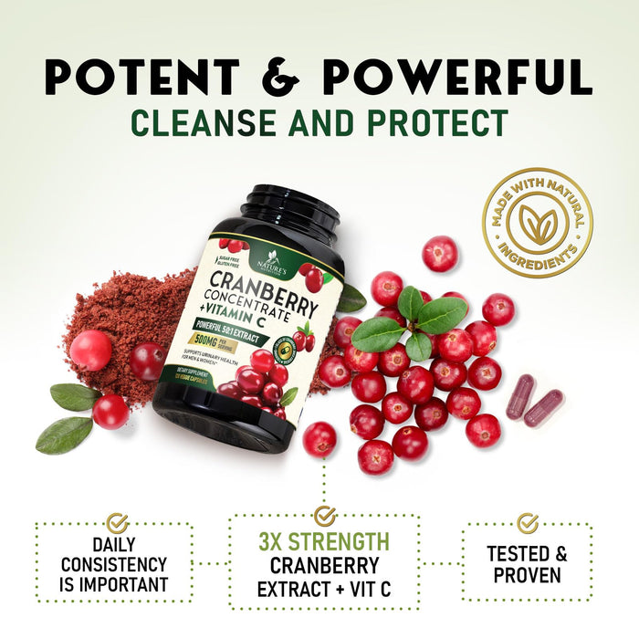 Cranberry Pills for Women â€“ 500mg â€“ 120 Capsules