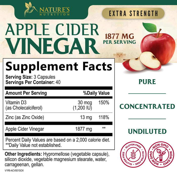 Apple Cider Vinegar 1877 mg - 120 Capsules