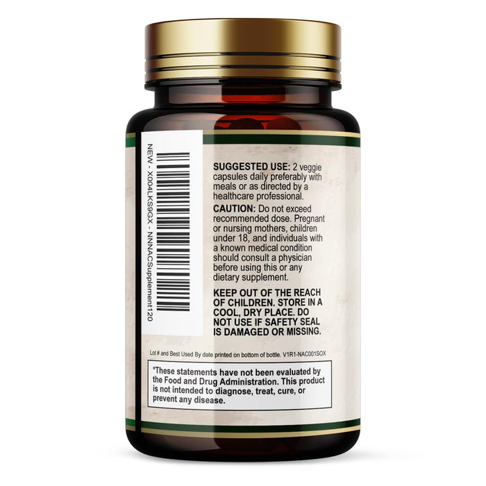 NAC N-Acetyl L-Cysteine (NAC) 1200 mg â€“ 120 Veggie Capsules