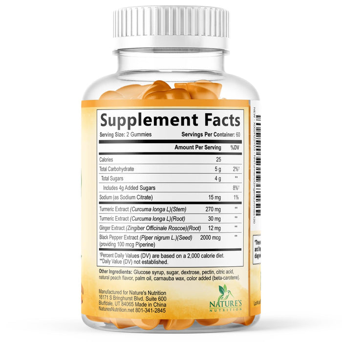 Turmeric Curcumin Gummies - Peach, 120 Gummies