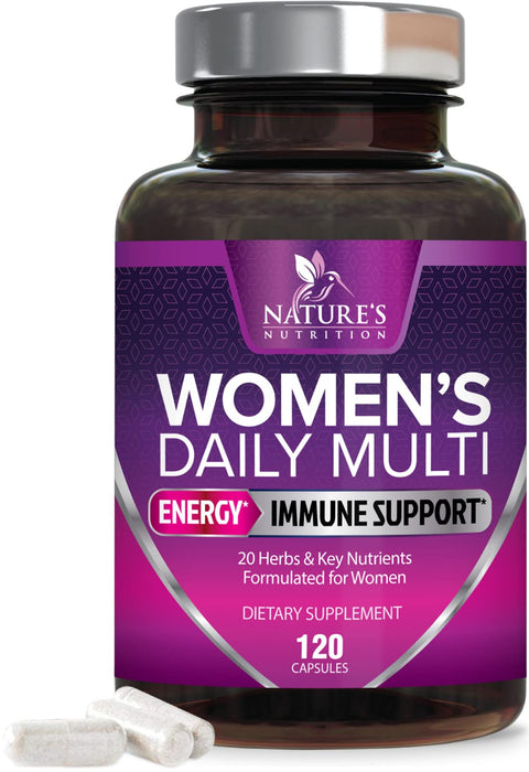 Womens Multivitamin - For Daily Energy & Immune Health Support with Vitamins A, B12, C, D3, Zinc & Biotin, Multivitamin for Women, Non GMO & Gluten Free Women's Vitamin Supplement