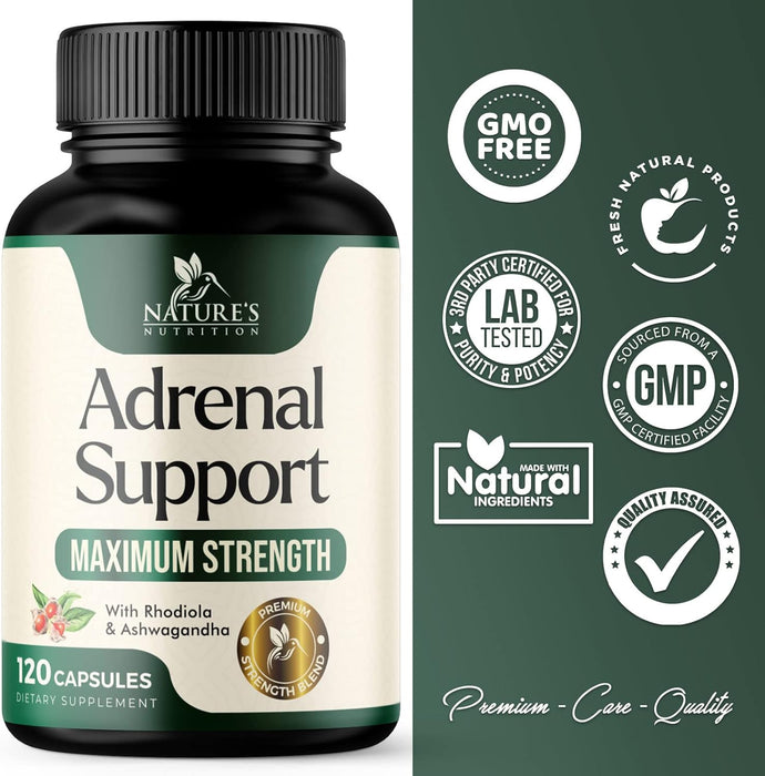 Adrenal Support Supplements & Cortisol Manager with Ashwagandha and 10 Herbs & Nutrients to Support Adrenal Function, Cortisol Health, Energy Levels, Stress & Relaxation Support & Sleep