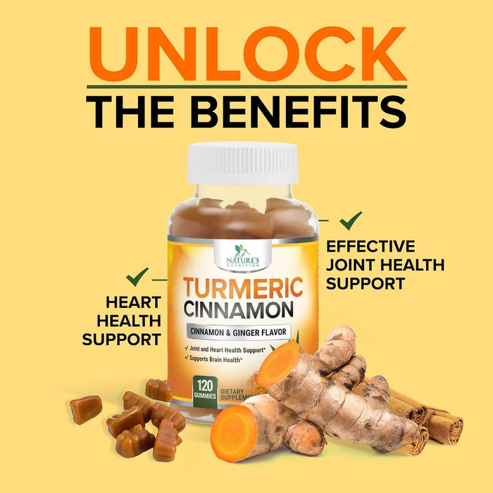 Turmeric Gummies with Black Pepper for Best Absorption, Turmeric Curcumin Supplement Chewable - Joint & Heart Support, Natural Immune Support, Vegan Friendly Vitamins for Men and Women