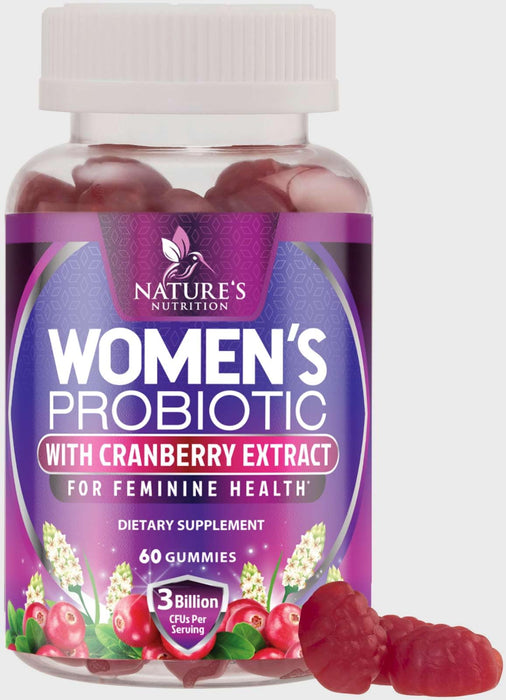 Probiotics for Women Gummies with Cranberry â€“ 3 Billion CFU â€“ 60 Gummies