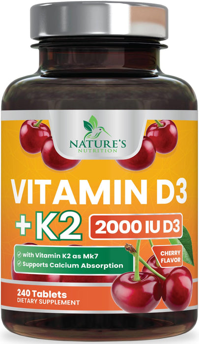 Vitamin D3 + K2 (MK-7) 2000 IU + 50 mcg - 240 Chewable Tablets