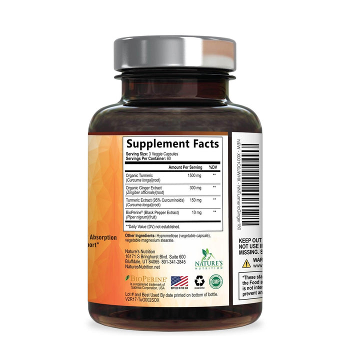 Turmeric Curcumin + Ginger & Black Pepper 1950 mg - 180 Capsules