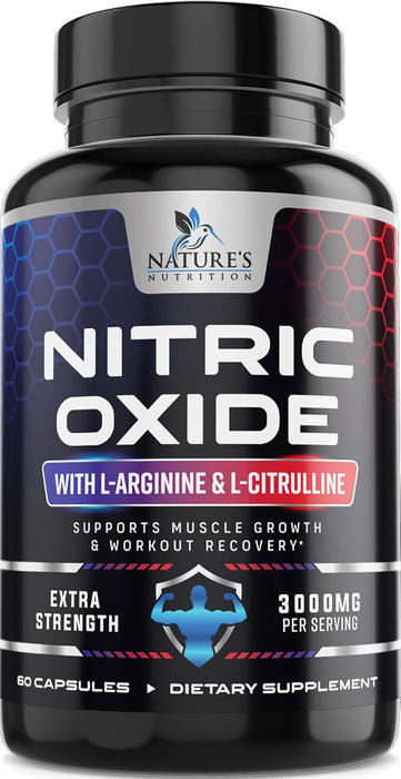 Extra Strength Nitric Oxide Supplement L Arginine 3X Strength - Citrulline Malate, AAKG, Beta Alanine - Premium Muscle Supporting Nitric Oxide Booster for Strength & Energy Supplements