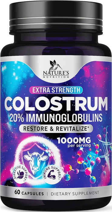 Colostrum For Women Supplement 1000mg 20% Immunoglobulins for Muscle, Skin & Hair Support - Gut Health Digestive & Immune Support - Bovine Colostrum Powder - Gluten Free & Unflavored