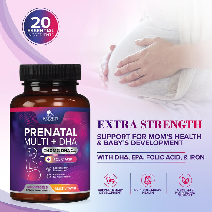 Prenatal Multivitamin + Folic Acid & DHA - 60 Softgels