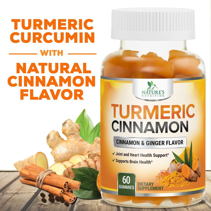 Turmeric Gummies with Black Pepper for Best Absorption, Turmeric Curcumin Supplement Chewable - Joint & Heart Support, Natural Immune Support, Vegan Friendly Vitamins for Men and Women