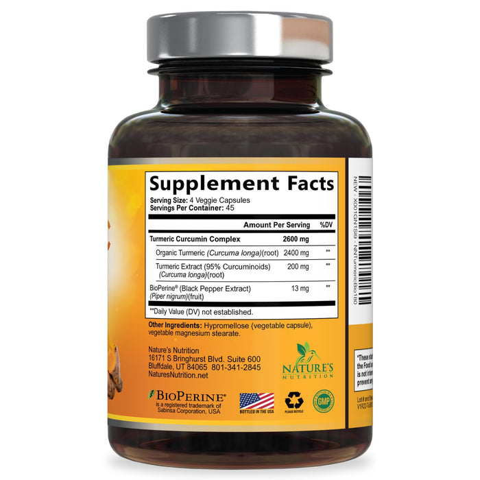 Turmeric Curcumin + Black Pepper 2600 mg - 180 Capsules