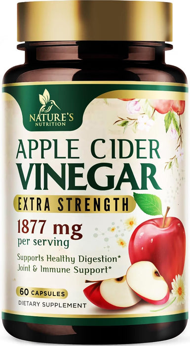 Apple Cider Vinegar Capsules for Detox and Cleanse, Digestion and Immune Support - Extra Strength - 1300 mg per serving premium ACV Pills - Gluten Free, Vegan, Non-GMO Supplement