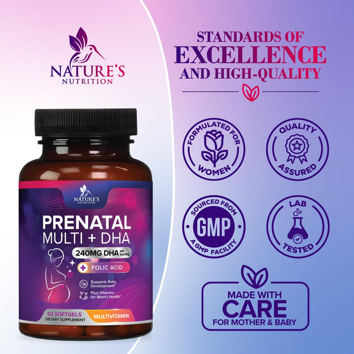 Prenatal Multivitamin + Folic Acid & DHA - 60 Softgels