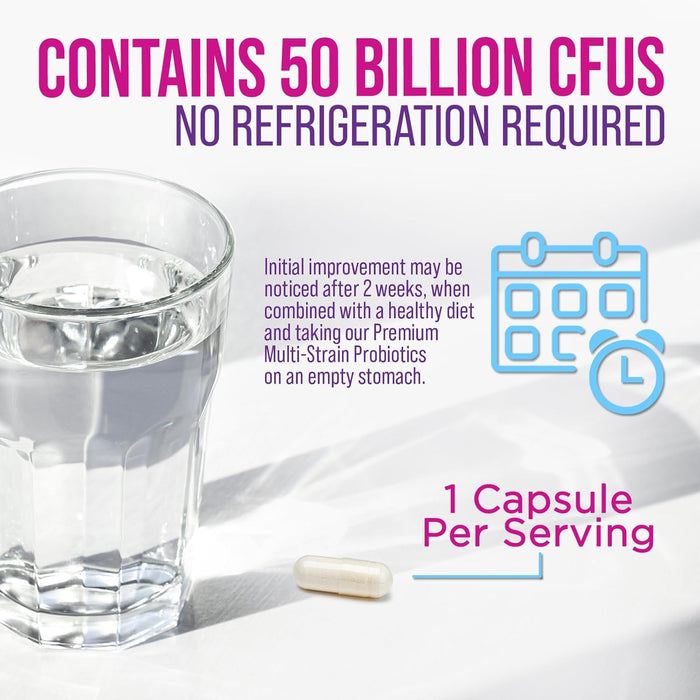 Probiotics 60 Billion CFU per Serving - 10 Strains + Prebiotics - Digestive Health, Gut & Immune Support - Supports Occasional Constipation, Gas & Bloating for Women & Men Shelf Stable - 60 Capsules