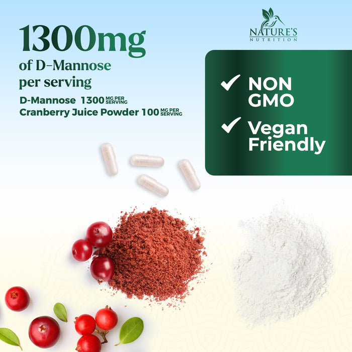 D-Mannose 1,350 mg with Cranberry & Hibiscus â€“ 60 Capsules