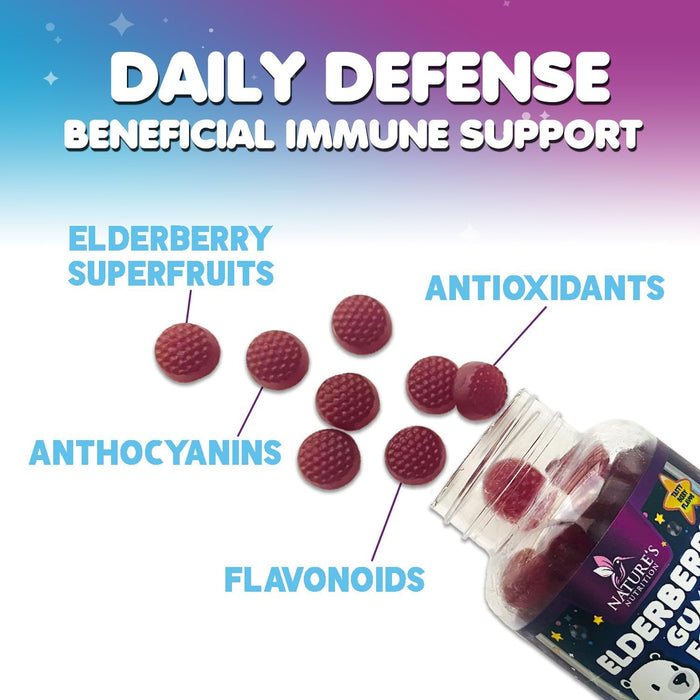 Sambucus Elderberry Immune Gummies for Kids with Vitamin C, Zinc & Elderberry, Daily Childrens Immune Support Vitamins Gummy Children Ages 2 Up, Natures Supplement, Non-GMO, Berry Flavor