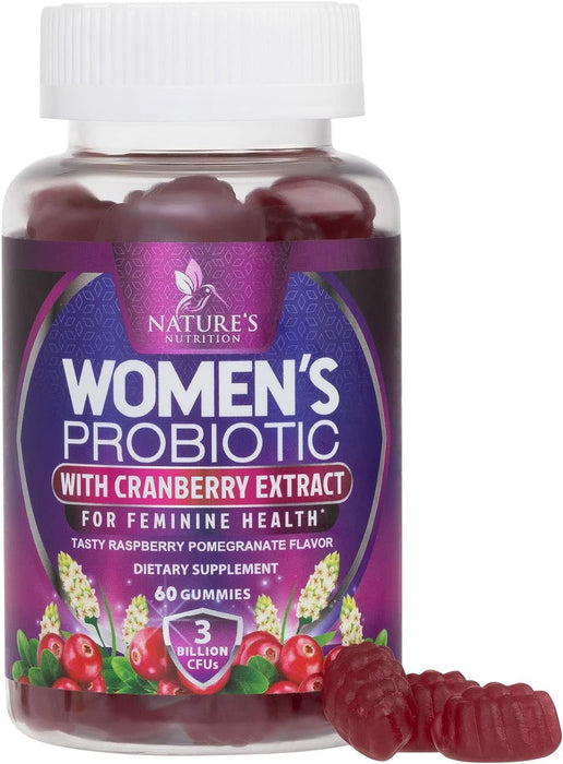 Formulated Probiotics for Women Gummy w/ pH Support - Womens Probiotic for Digestive Health, Vaginal, Urinary & Immune Support, 3 Billion CFU w/ Cranberry, Womens Probiotic Supplement